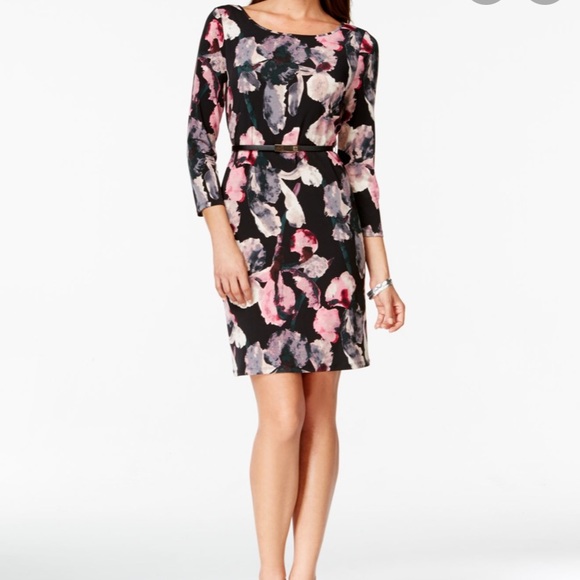 Floral Belted Dress - Picture 1 of 7